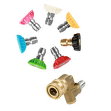 7pcs Brass Power Washer Spray Nozzle Tips Quick Connect Pivoting Coupler, 1/4 inch, 5000 PSI - Aladdin Shoppers