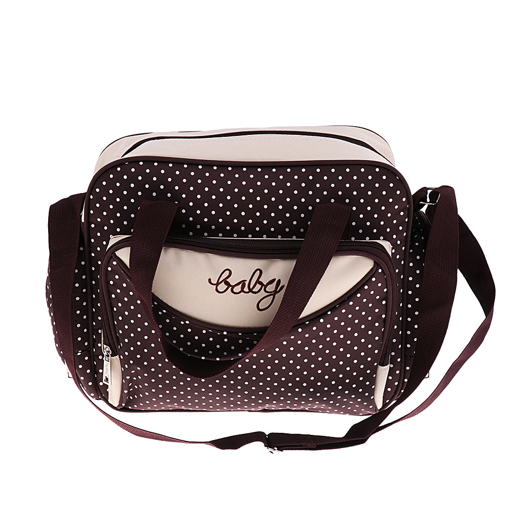 Maxbell 5 Pcs Mummy Bags Baby Diaper Nappy Changing Handbag Brown