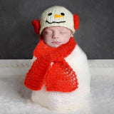 Maxbell Handmade knitted mohair baby photo costume snowman Red