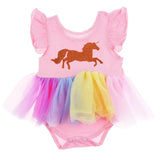 Maxbell Kids Baby Girls Unicorn Bridesmaid Party Pageant Formal Tulle Dress0-6 Months Pink