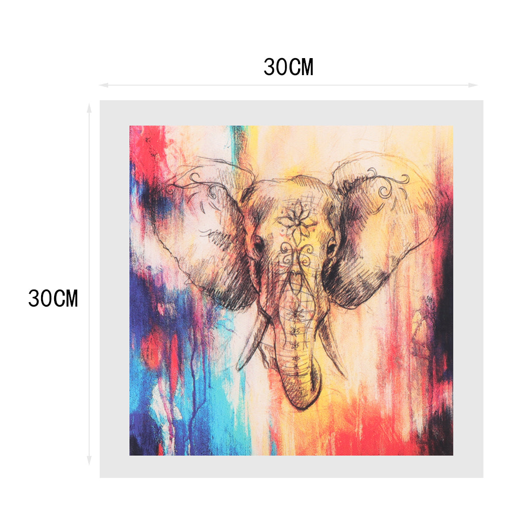 Maxbell  Modern Art Oil Painting Canvas Picture Colorful Elephant Wall Decor 30x30cm