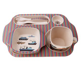 Maxbell Bamboo Baby Tableware Bowl Cup Plate 5pc/set Cartoon Tableware Multicolor 1