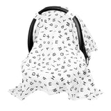 Maxbell Baby Car Seat Cover, Unisex Large Breathable Cotton Muslin CanopyLetter