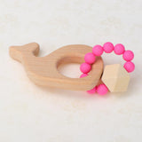 Maxbell Natural Wooden Baby Teether Wood Teething Bracelet Rings Whale