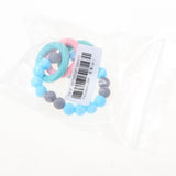 Maxbell Baby Teeth Silicone Bracelet Colorful Wooden Hand Ring Sky blue Gray