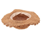 Parent-child Floppy Summer Sun Beach Straw Hat Foldable Wide Brim Adult Khaki