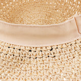 Parent-child Floppy Summer Sun Beach Straw Hat Foldable Wide Brim Adult Beige