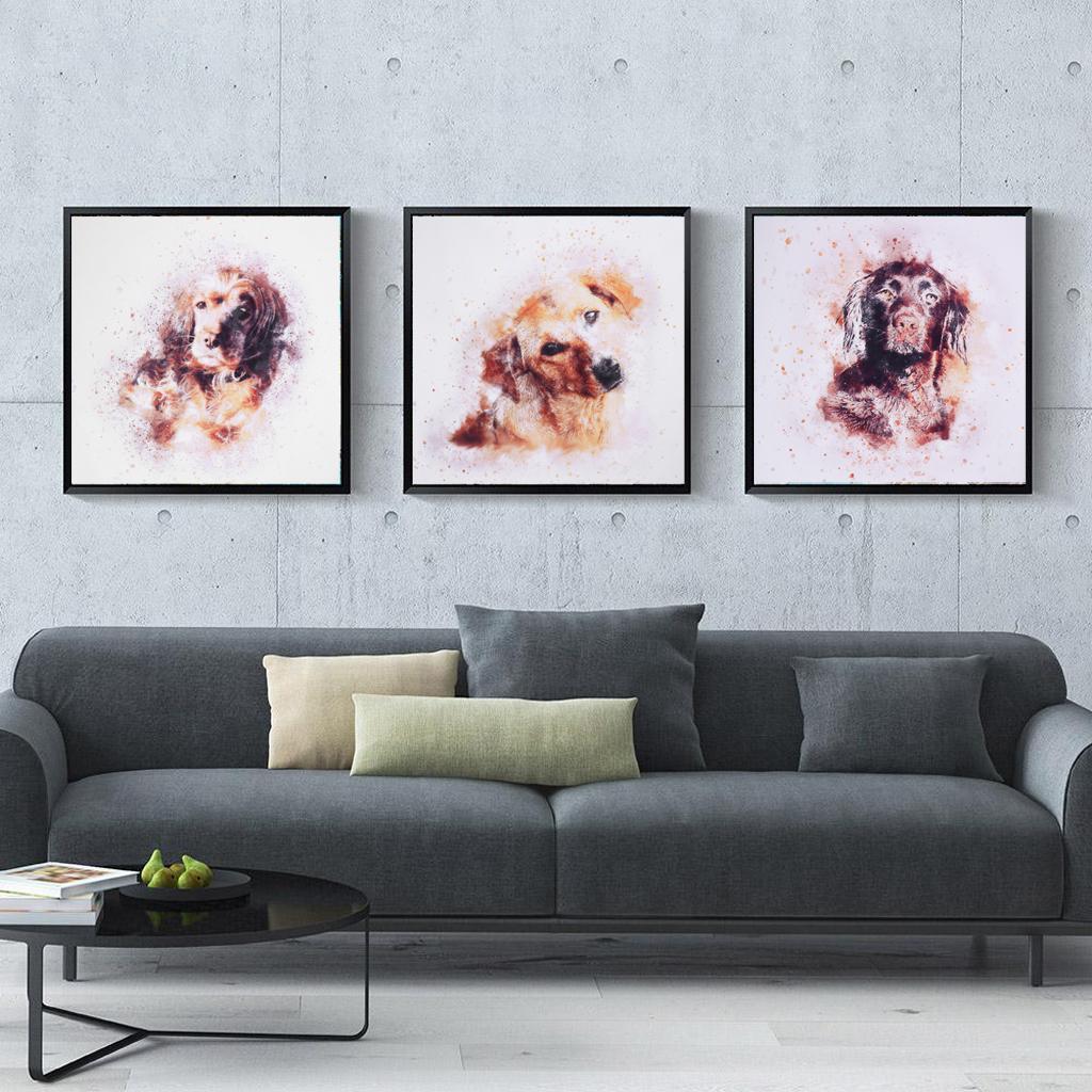 Maxbell  3 Panel Canvas Oil Painting Art Picture - Puppy Dog 30x30cm, 3 Panel
