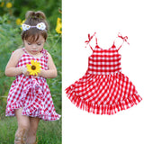 Maxbell Baby Girls Check Dress Summer Ruffles Casual Dresses 0-6 Months Red