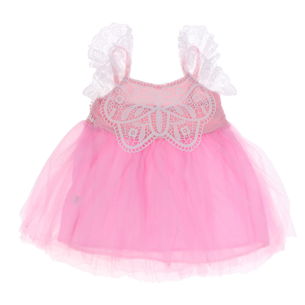 Maxbell Girl Summer Princess Dress Party Wedding Lace Tulle Tutu Dresses 3T Pink