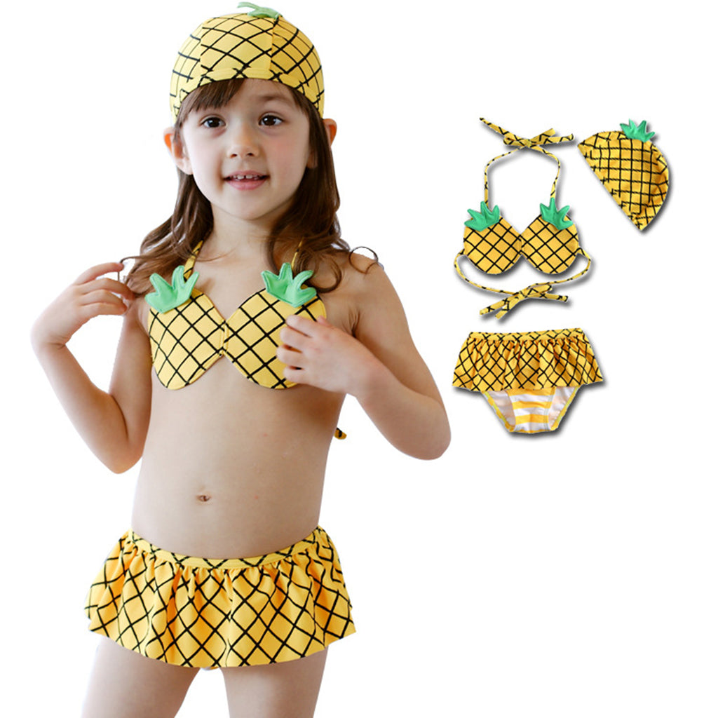 Maxbell Summer 3Pcs/Set Girls Bikini Pineapple Kid Swimsuit Beachwear 5Y