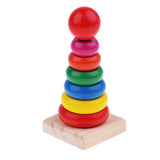 Maxbell Kid Wooden Toy Color Stacker Educational Rings Learning Rainbow Tower Blocks