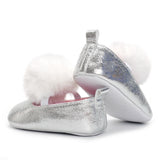 Soft Anti-Slip New Born Baby Toddler Infant Crib Shoes with White Balls on 12cm