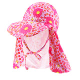 Maxbell Child UV protection UPF50+ swimming cap sunscreen cloak neck beach cap Pink flower