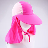 Maxbell Child UV protection UPF50+ swimming cap sunscreen cloak neck beach cap Pink