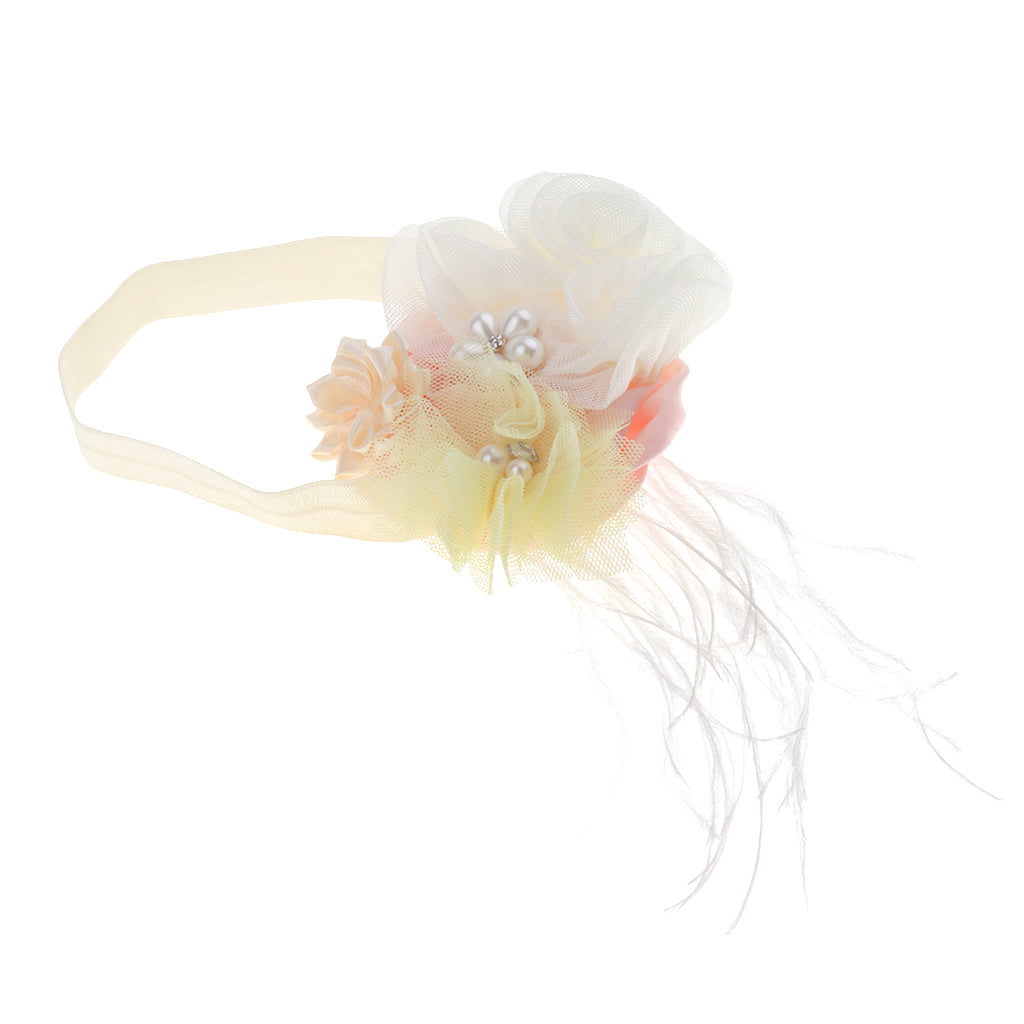 Maxbell Baby Girls Feather Hairband Elastic Band Headband Flower Hair Accessories