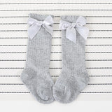 Maxbell Baby Girls knee High Socks Bowknot Toddler Babies School Socks 2-4T Gray