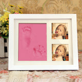 Max Baby Handprint Kit & Footprint Photo Frame for Newborn Girls and Boys Pink