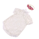 Maxbell NewBorn Baby White Lace Romper Jumpsuit Headband 2PCS Set