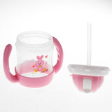 Maxbell Infant Drinking Bottle Sippy Cups Baby Straw Cup Mug 240ML Cartoon Pink