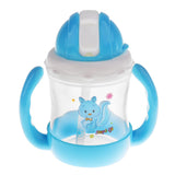 Maxbell Infant Drinking Bottle Sippy Cups Baby Straw Cup Mug 240ML Cartoon Blue