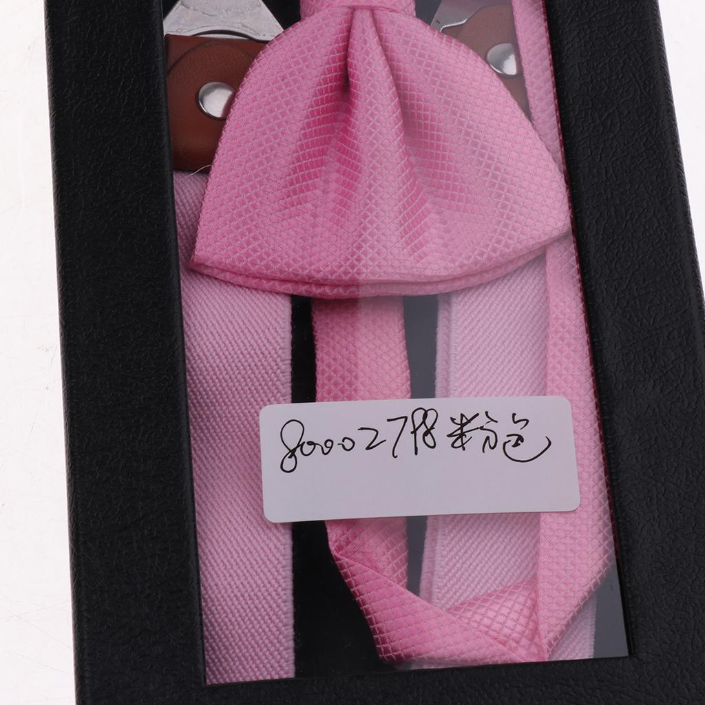 Maxbell Adjustable Suspender Clip-on Braces and Bow Tie Set for Baby Pink