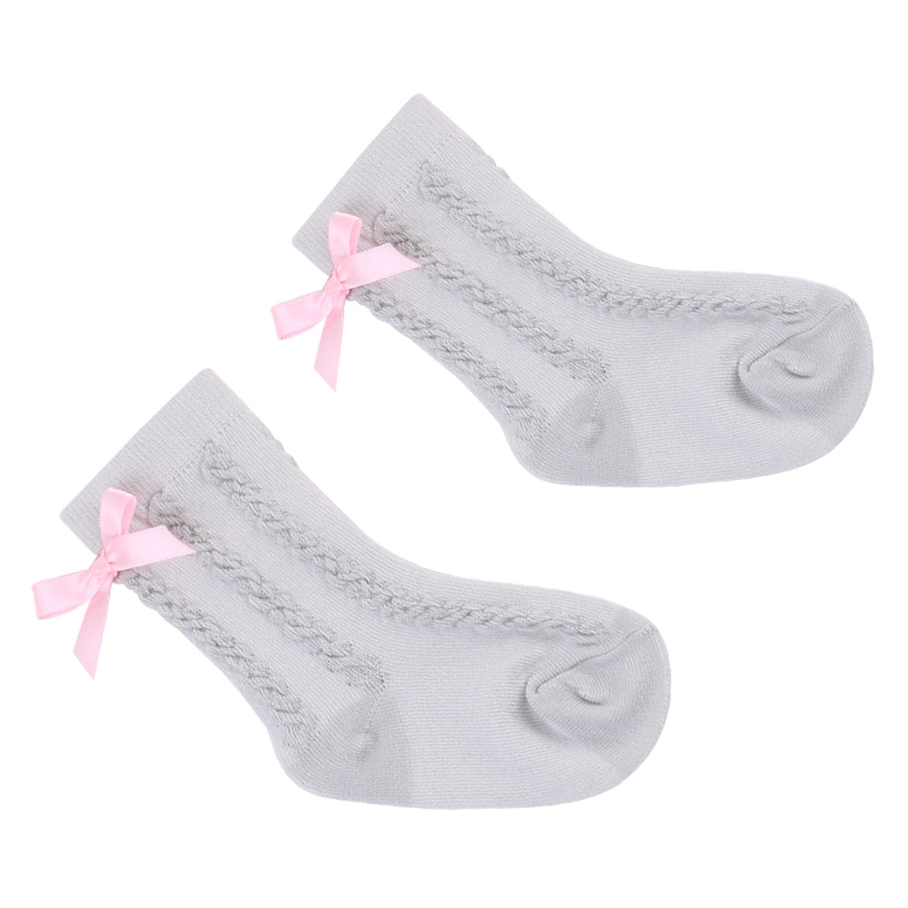 Maxbell Baby Girls Knee High Long Socks Bow Cotton Casual Stockings 0-2T Gray