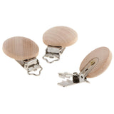 Maxbell 5 Pieces Round Holes Wooden Dummy Pacifier Clip for Infant Baby 3.5mm