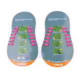 Easy No Tie Shoelaces Elastic Silicone Flat Shoe Lace Set for Kids Pink