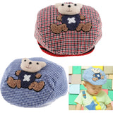 Maxbell Baby Hat Bear Cartoon Beret Hat Tartan Design Kids Headdress Red