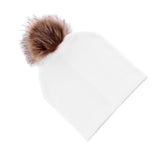 Max Baby Hat Faux Fur Baby Cap Cotton Pompom Bobble Hat for Kids  White