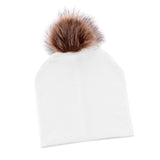 Max Baby Hat Faux Fur Baby Cap Cotton Pompom Bobble Hat for Kids  White