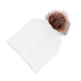 Max Baby Hat Faux Fur Baby Cap Cotton Pompom Bobble Hat for Kids  White