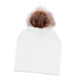 Max Baby Hat Faux Fur Baby Cap Cotton Pompom Bobble Hat for Kids  White