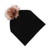 Max Baby Hat Faux Fur Baby Cap Cotton Pompom Bobble Hat for Kids  Black