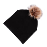 Max Baby Hat Faux Fur Baby Cap Cotton Pompom Bobble Hat for Kids  Black