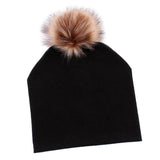 Max Baby Hat Faux Fur Baby Cap Cotton Pompom Bobble Hat for Kids  Black