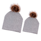 Maxbell 2PCS Parent-Child Hat, Mother & Baby Winter Warm Hat Family Beanie Ski Cap Gray