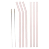 Reusable Glass Straw Colorful Drinking Straw with Cleaning Brush Pink