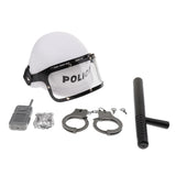 Maxbell 5PCS Police Man Role Playing Tool Hat Handcuff Bar Walkie-talkie Badge Set Fancy Dress Accessories Kids Toy