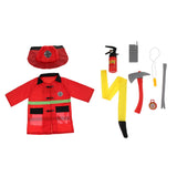 Maxbell 9pcs: Clothes Hat Walkie-talkie, etc Fireman Chief Dress-Up Uniform Cosplay Outfit For Children Role Playing