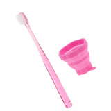 Maxbell Portable Silicone Expandable Collapsible Travel Cup With Toothbrush Rose Red