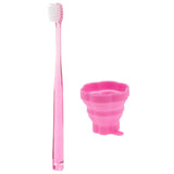 Maxbell Portable Silicone Expandable Collapsible Travel Cup With Toothbrush Rose Red