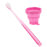 Maxbell Portable Silicone Expandable Collapsible Travel Cup With Toothbrush Rose Red