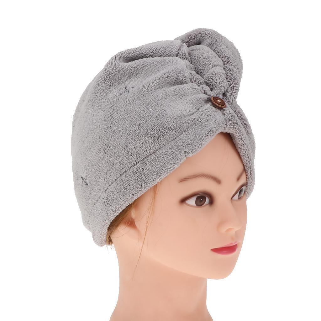 Maxbell Microfiber Fast Drying Towel Turban Towel Wrap Bath Spa Head Cap Hat Gray - Aladdin Shoppers