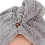 Maxbell Microfiber Fast Drying Towel Turban Towel Wrap Bath Spa Head Cap Hat Gray