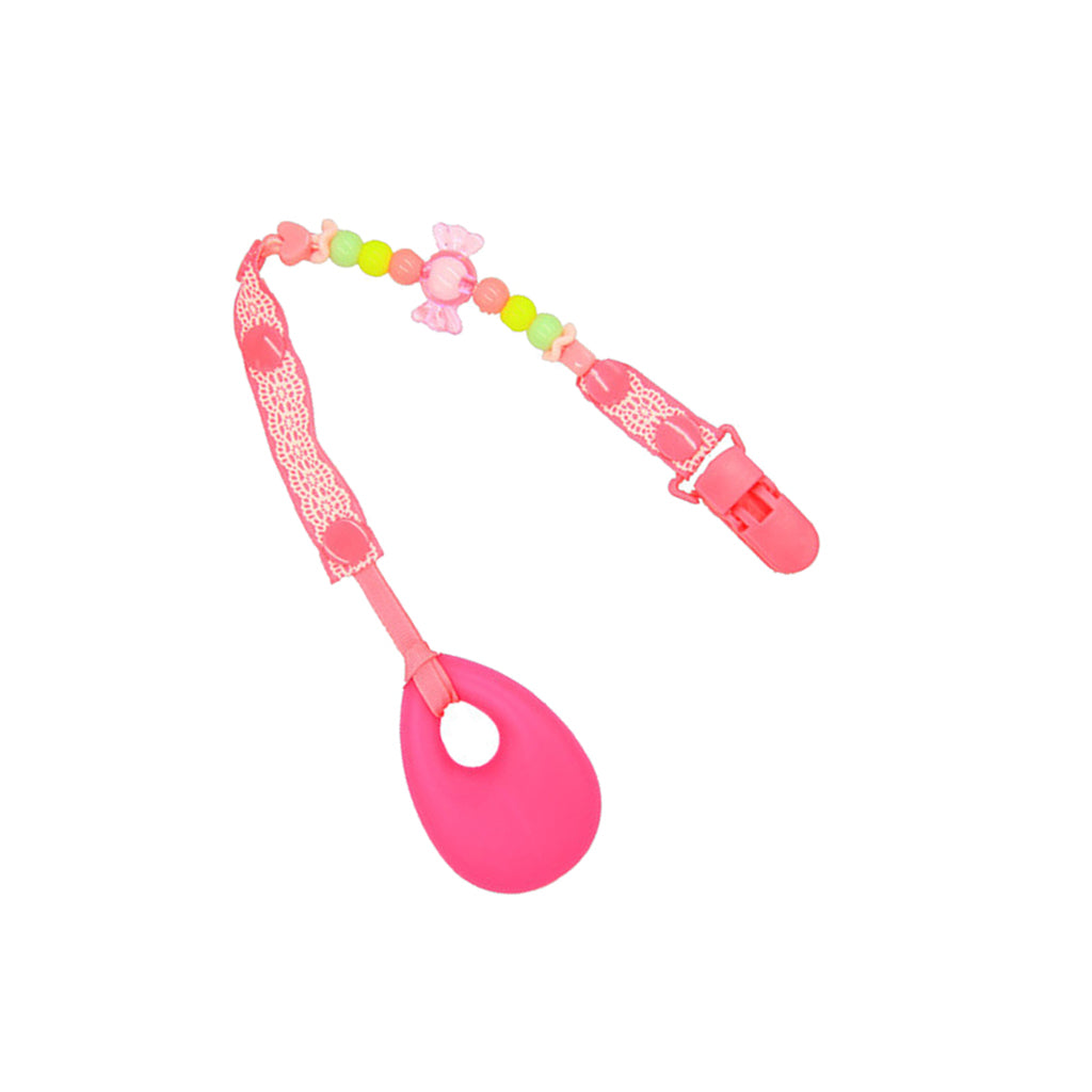 Maxbell Baby Teething Necklace Kids Teether Nursing Beads Pendant Teardrop Rose red