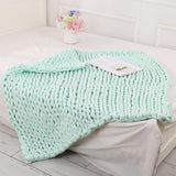 Maxbell Handmade Knitted Blanket Yarn Bulky Knitting Blanket120 x 100cm - Light Green