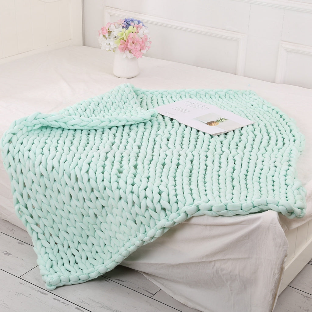 Maxbell Handmade Knitted Blanket Yarn Bulky Knitting Blanket60 x 60cm - Brown