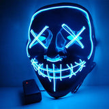 Maxbell Halloween Skull Mask Led Costume Mask EL Wire Light Up Mask Blue